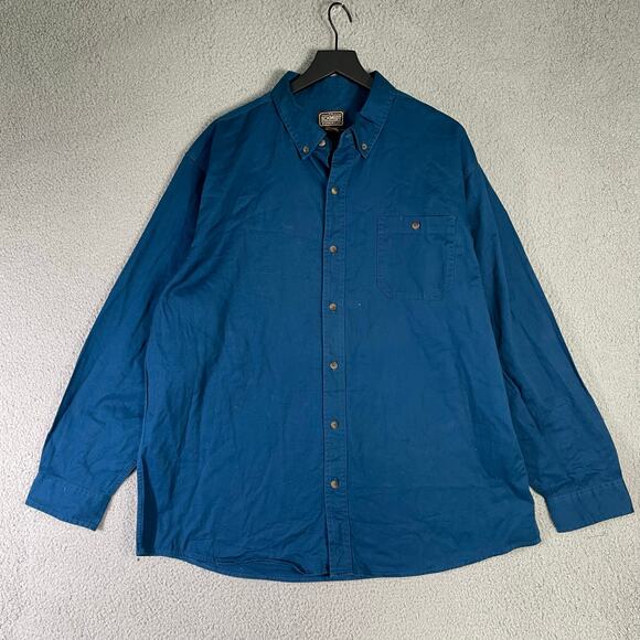 C.E. Schmidt Workwear Blue Button-Up Shirt XL 100% Cotton Long Sleeve Heavy Duty - Picture 2 of 8